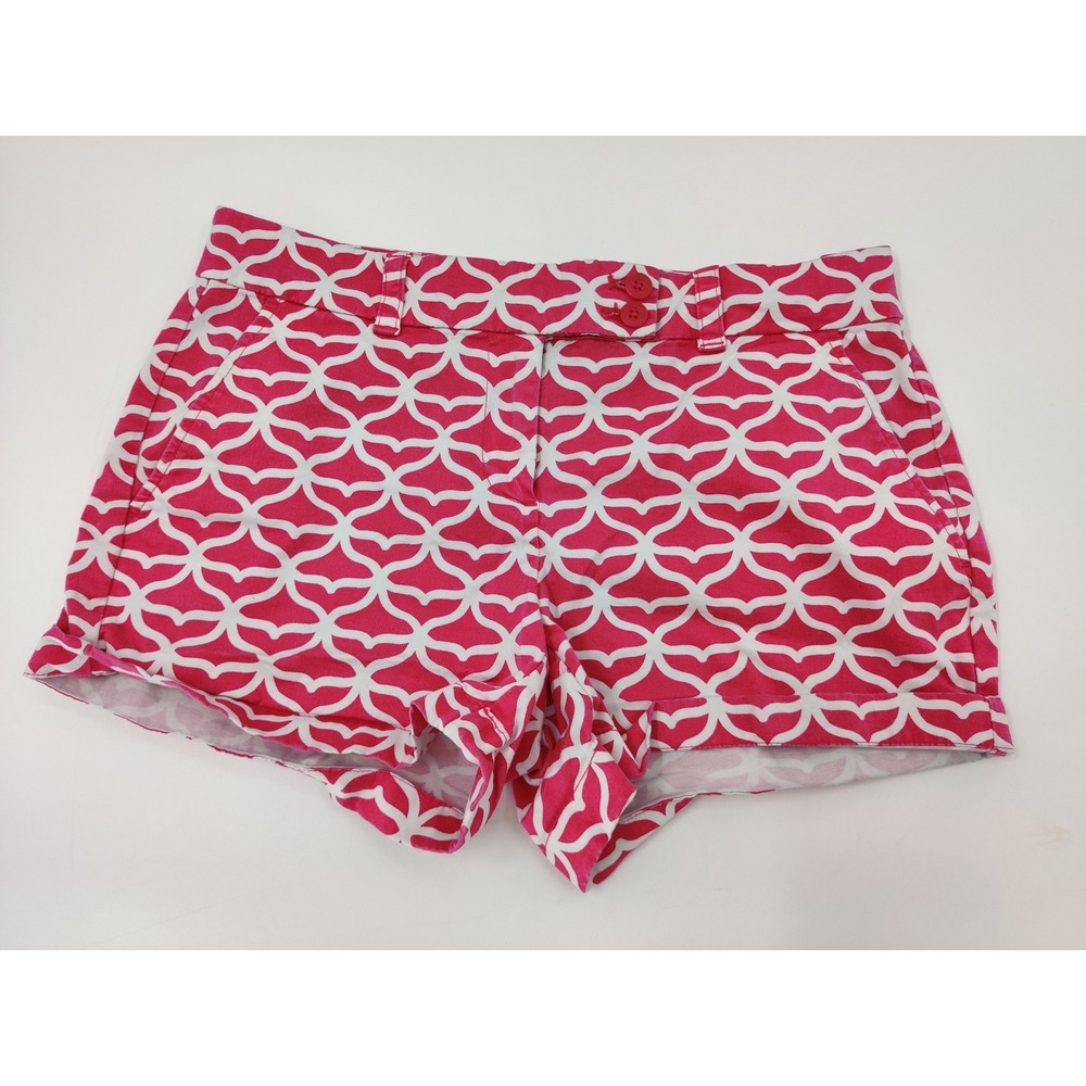 Vineyard Vines Womens Pink White Geo Print Shorts Size 6 Cotton‎ Spandex